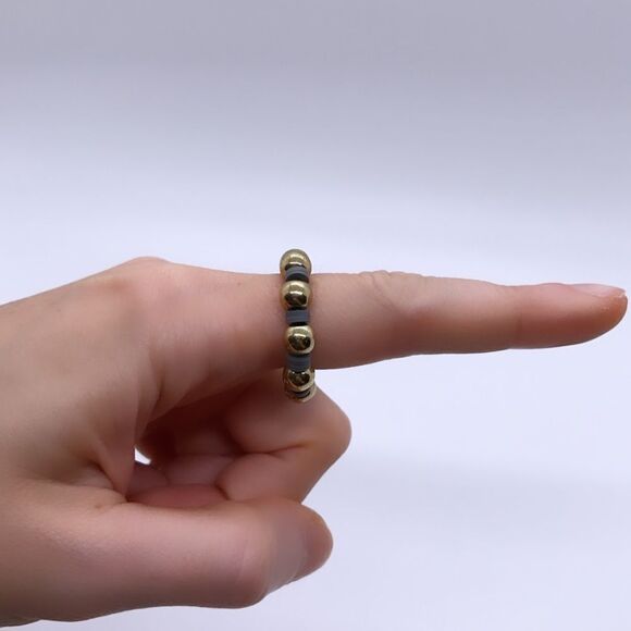 NWT Wool + Pepper Co. Gray & Gold Stackable Ring - Picture 5 of 6